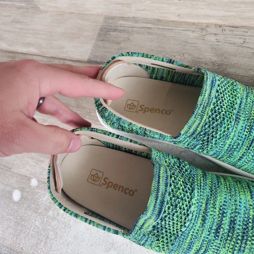Spenco Coastal Womens Shoes Sz 8.5 B Green Mineral Blue Coastal Slip On Sneakers